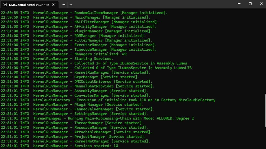 Automatisierter Start und Überwachung einer DMXControl Lichtsteuerung im Hintergrund